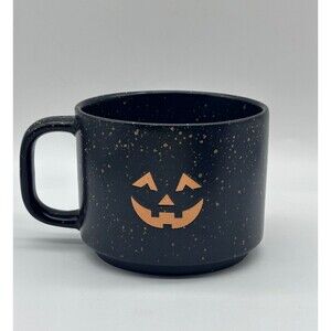 Market Finds Black Orange speckled Ceramic Halloween Coffee Mug Cup